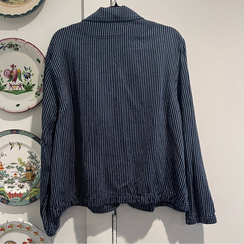 J.Crew Mercantile Women's Blue Striped Cotton Single Button Blazer Jacket - Picture 8 of 9